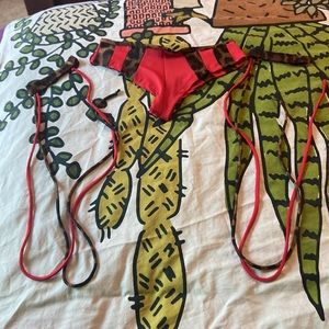 Red and Leopard Boy Short w Garter/Leg Wrap Accessories